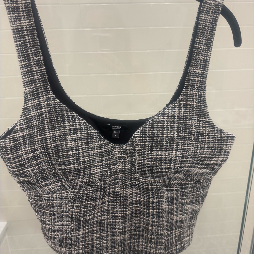Express Monochrome Tweed Top